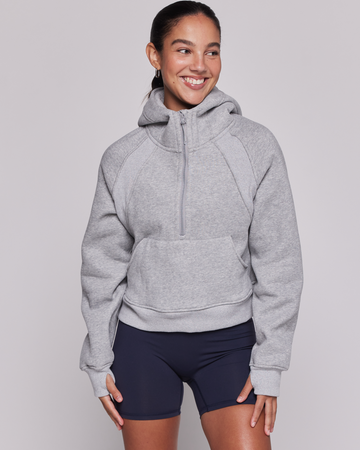 【REST&RECREATION】 RR HALF ZIP-UP DRESS Effortless Fleece Half Zip Hoodie – rebody