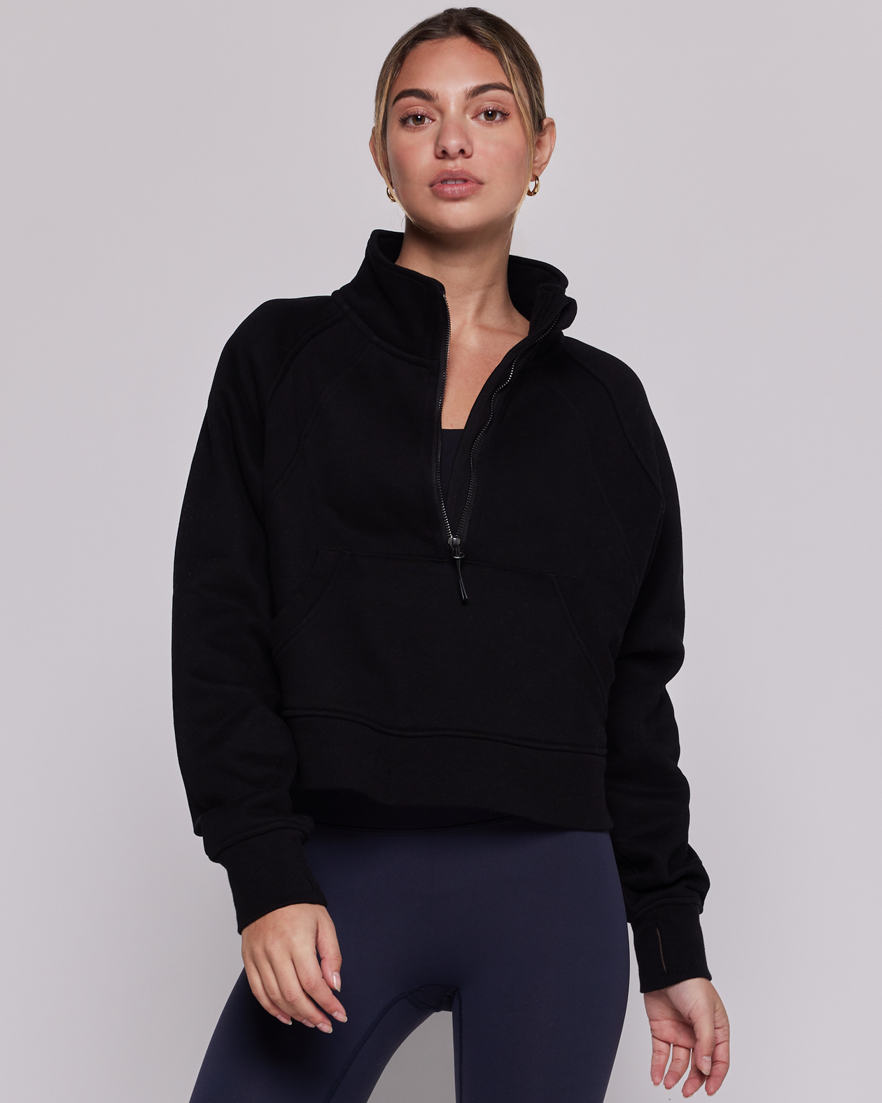 Effortless Fleece Crop Half Zip Jacket rebody