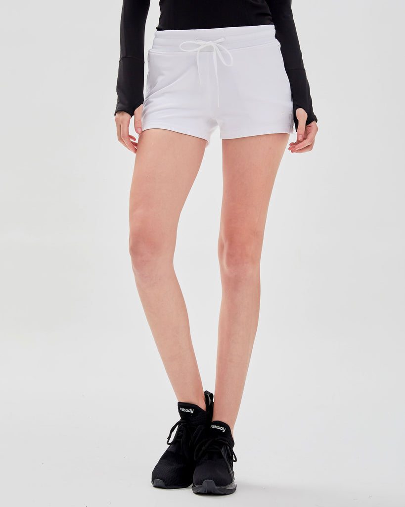 City Zip French Terry Shorts White Front