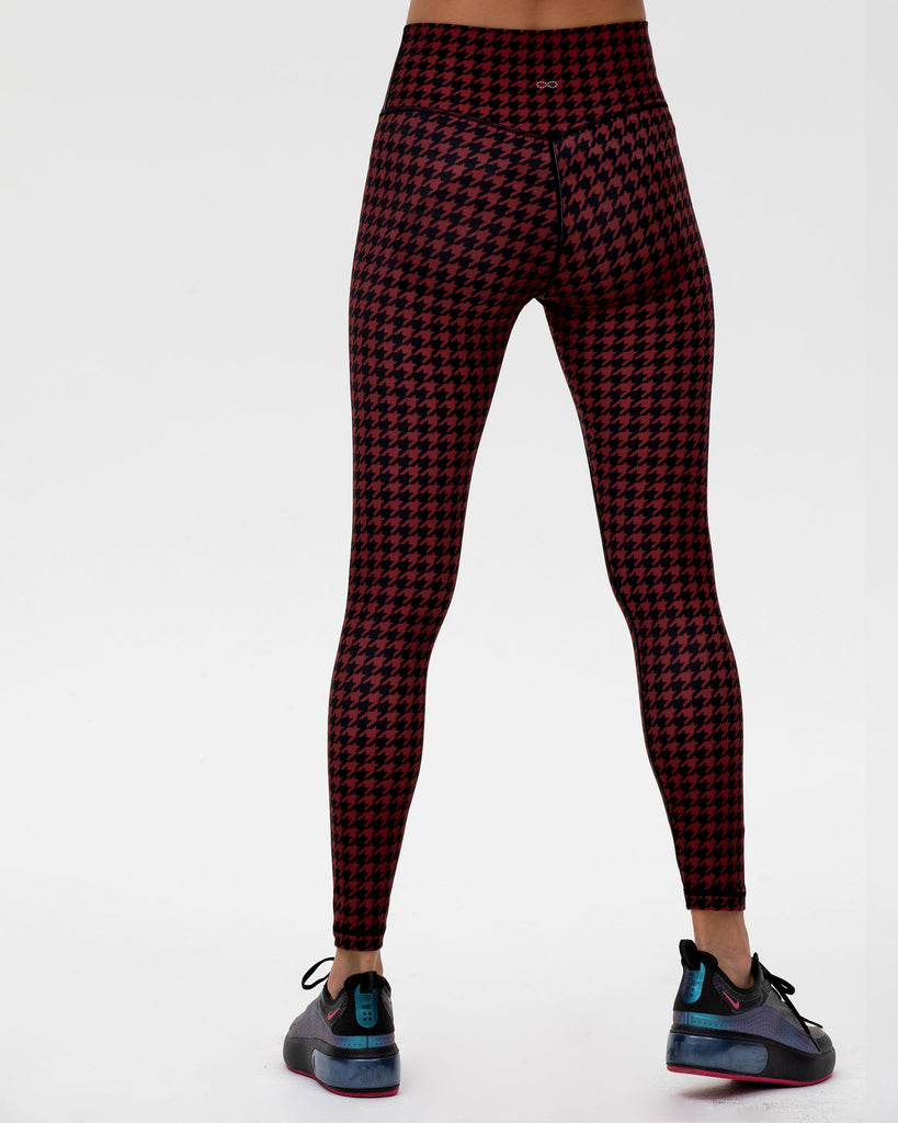 Hybrid Fleece Houndstooth Print Leggings High Waist - rebody