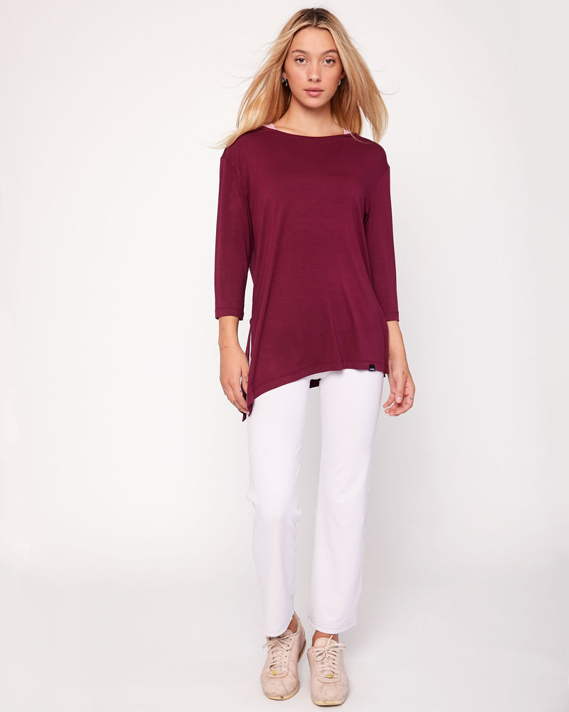 Anen 3/4 Side Tie Sleeve Top - rebody
