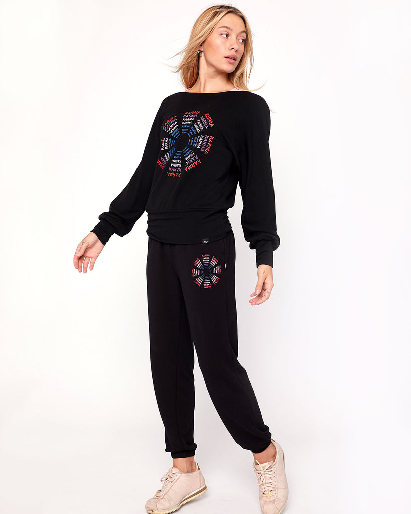 Karma Graphic Viscose Blend Sweatpants - rebody