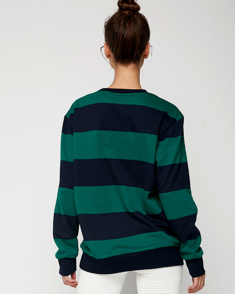 Embroidered Rebody Rugby Striped Sweatshirt *Sustainable - rebody