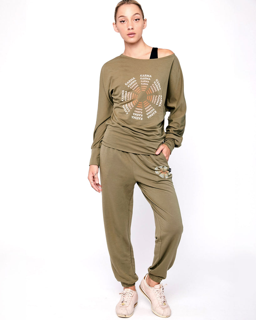 Karma Graphic Viscose Blend Long Sleeve Top - rebody