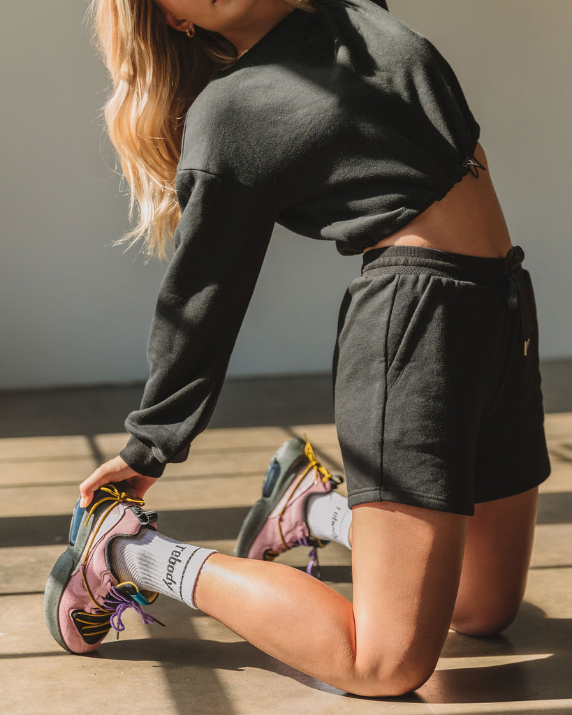 Biker French Terry Shorts Black Front3