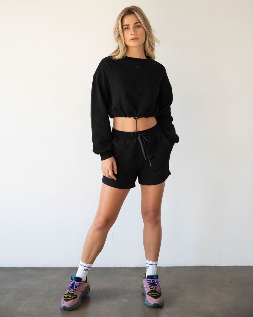 Rebody Puff Sleeve Crop Sweatshirt - rebody